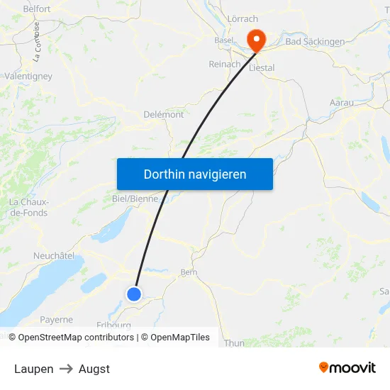 Laupen to Augst map
