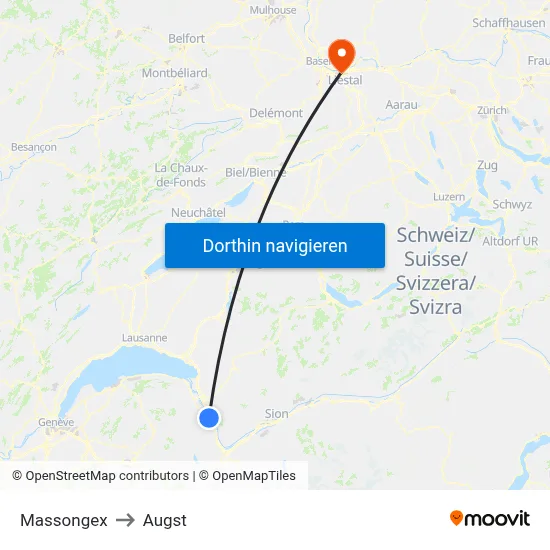 Massongex to Augst map