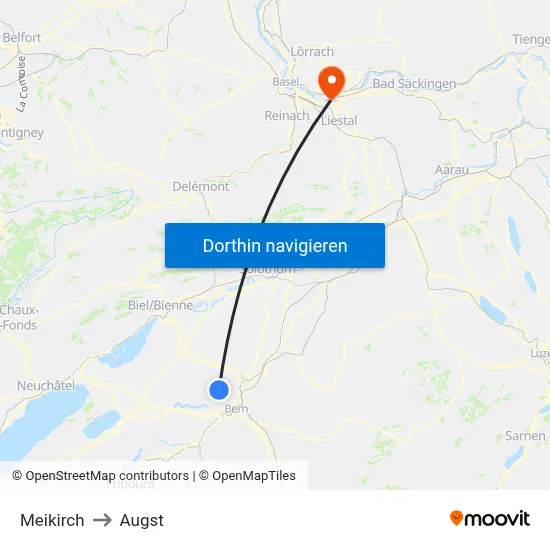 Meikirch to Augst map