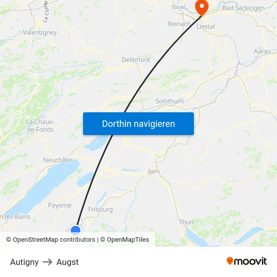 Autigny to Augst map