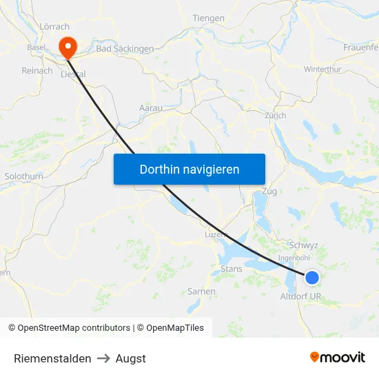 Riemenstalden to Augst map