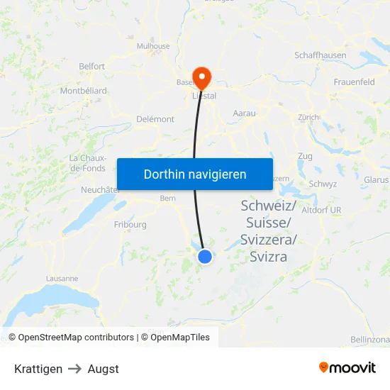 Krattigen to Augst map