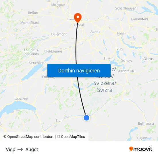Visp to Augst map