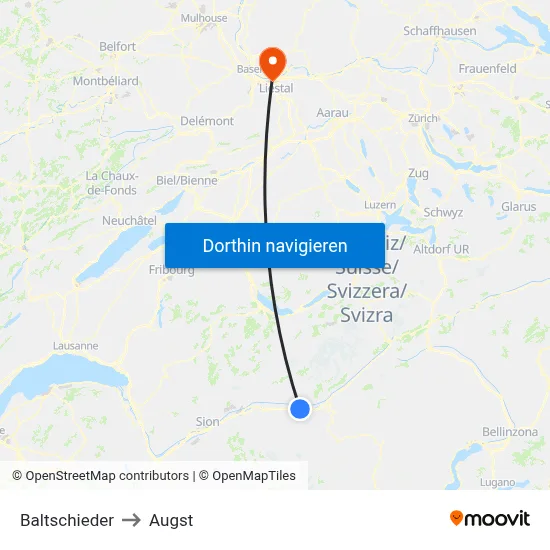 Baltschieder to Augst map