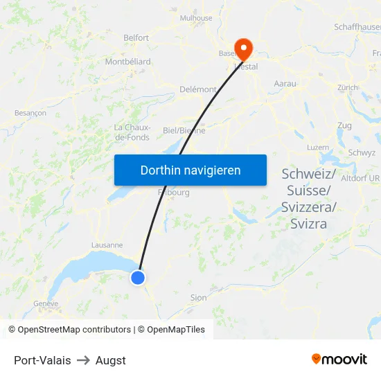 Port-Valais to Augst map