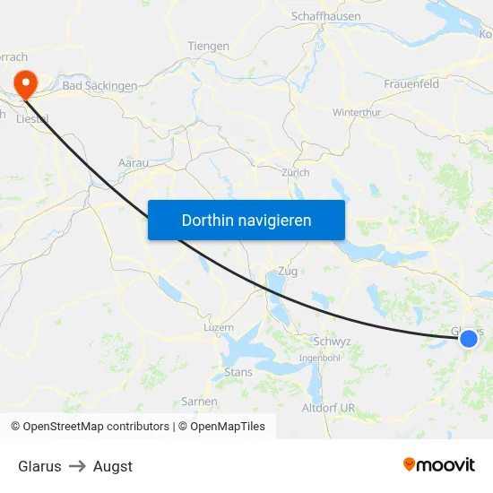 Glarus to Augst map