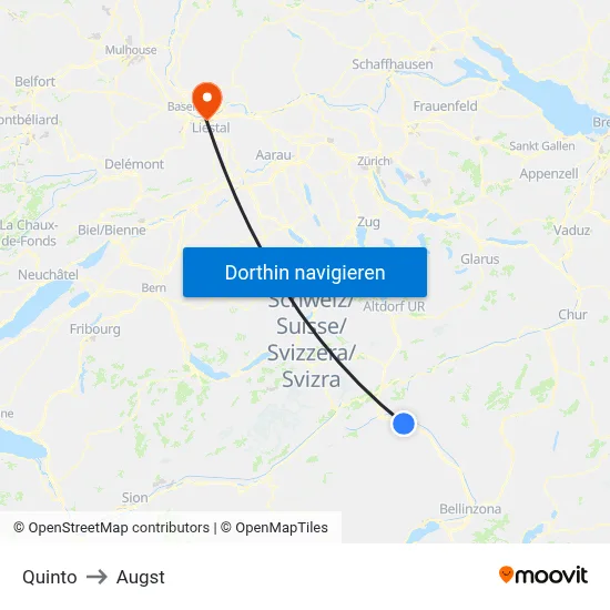 Quinto to Augst map
