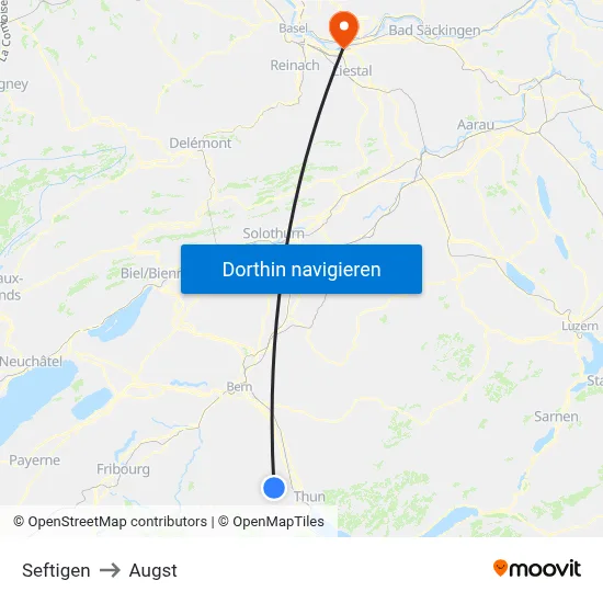 Seftigen to Augst map