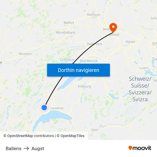 Ballens to Augst map
