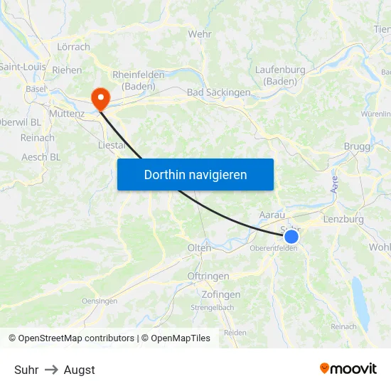 Suhr to Augst map