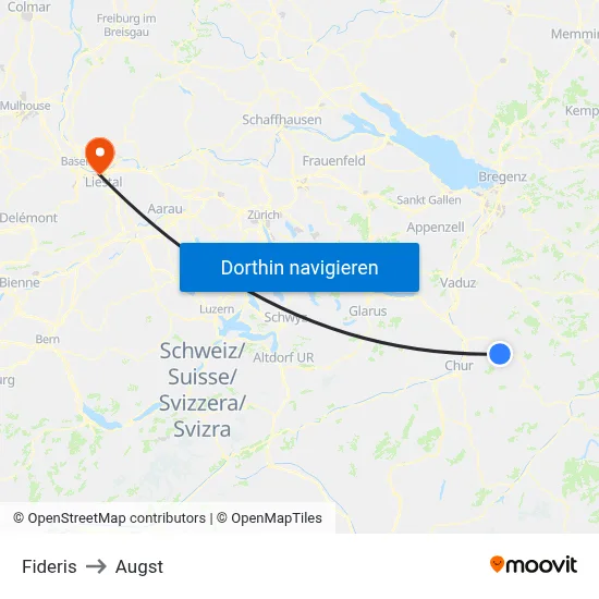 Fideris to Augst map