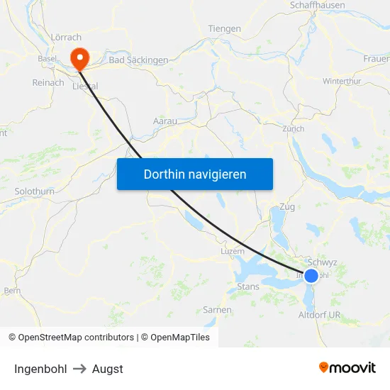 Ingenbohl to Augst map
