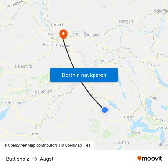 Buttisholz to Augst map