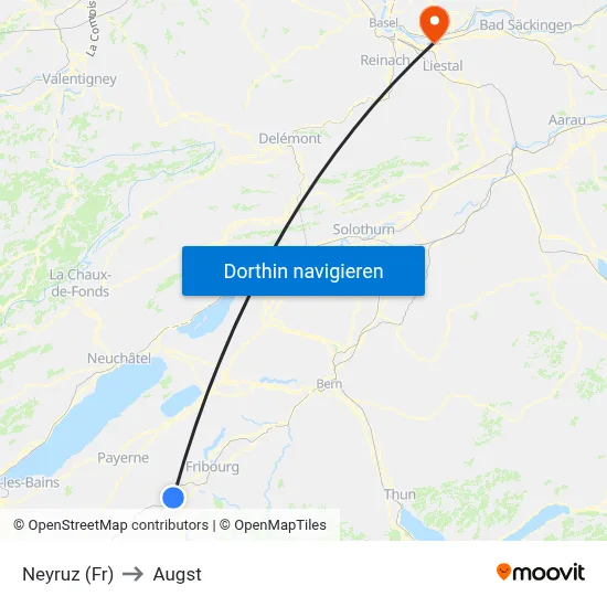 Neyruz (Fr) to Augst map