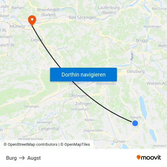 Burg to Augst map