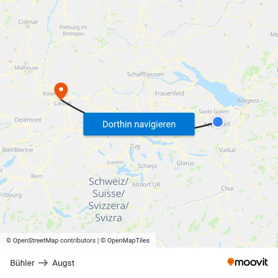 Bühler to Augst map