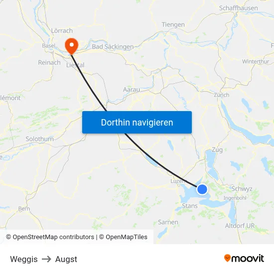 Weggis to Augst map