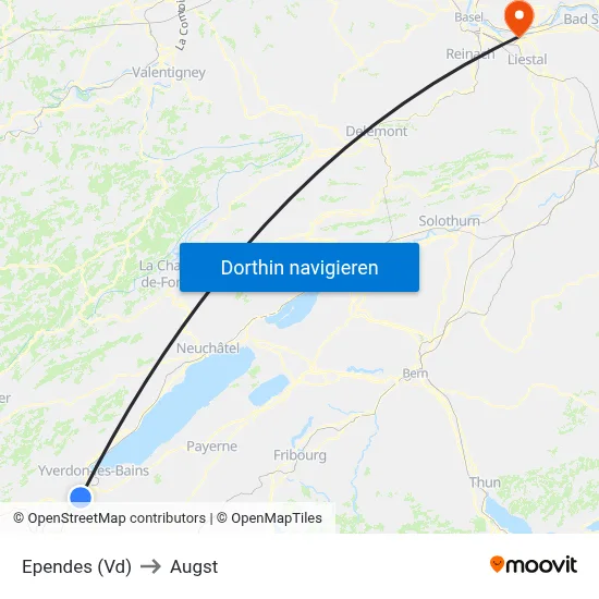 Ependes (Vd) to Augst map