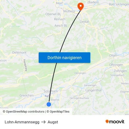 Lohn-Ammannsegg to Augst map