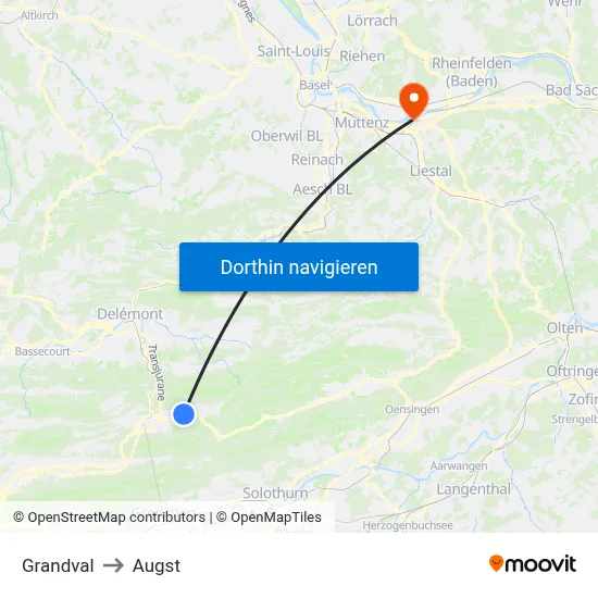 Grandval to Augst map