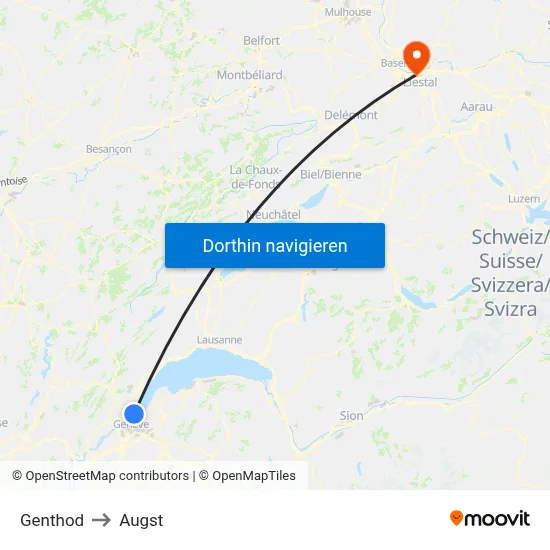 Genthod to Augst map