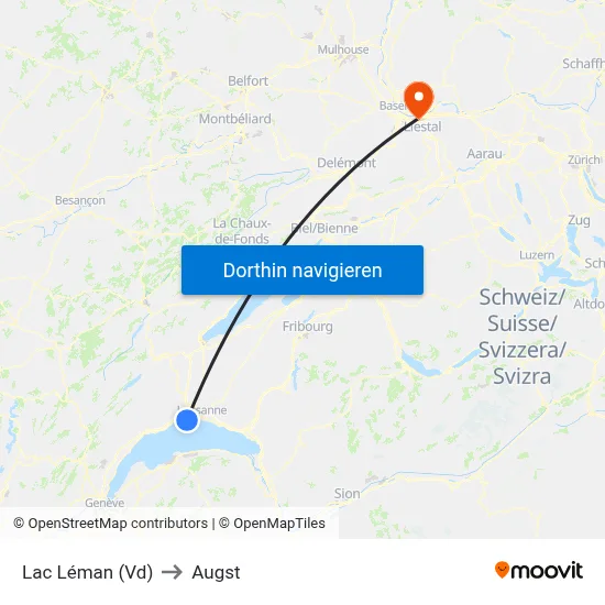 Lac Léman (Vd) to Augst map