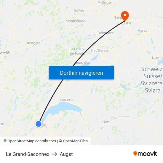 Le Grand-Saconnex to Augst map
