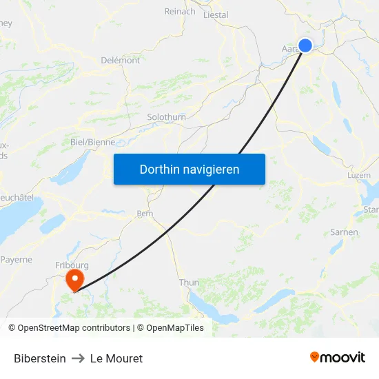 Biberstein to Le Mouret map