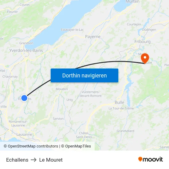 Echallens to Le Mouret map