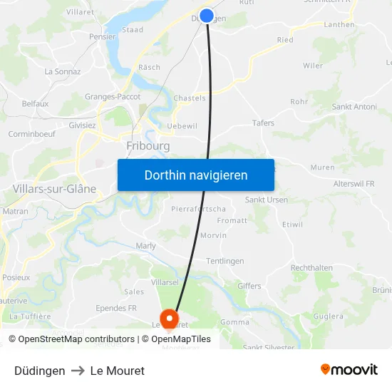 Düdingen to Le Mouret map