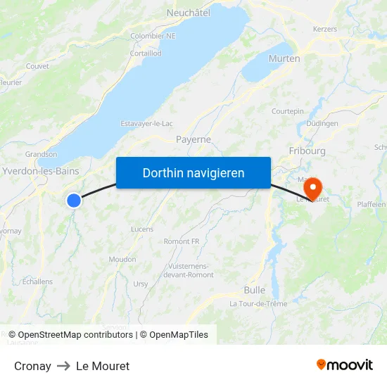 Cronay to Le Mouret map