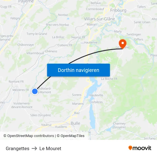 Grangettes to Le Mouret map