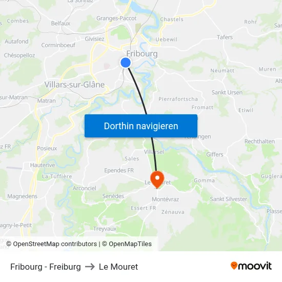 Fribourg - Freiburg to Le Mouret map