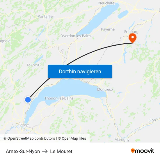 Arnex-Sur-Nyon to Le Mouret map