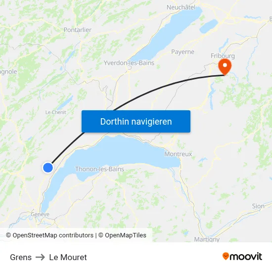 Grens to Le Mouret map
