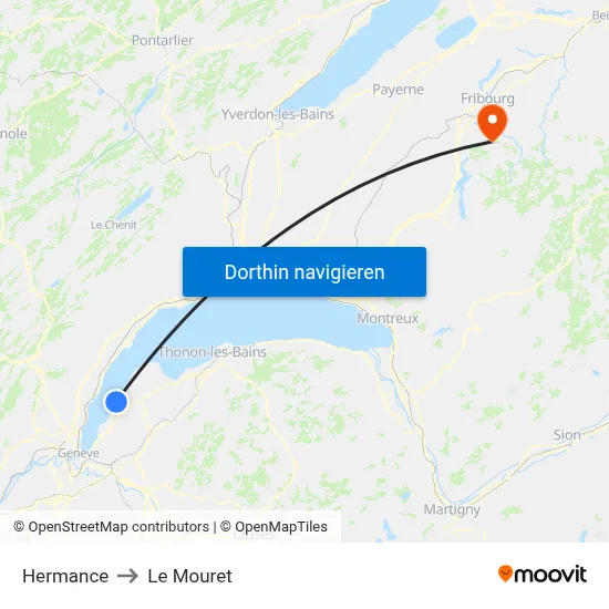 Hermance to Le Mouret map