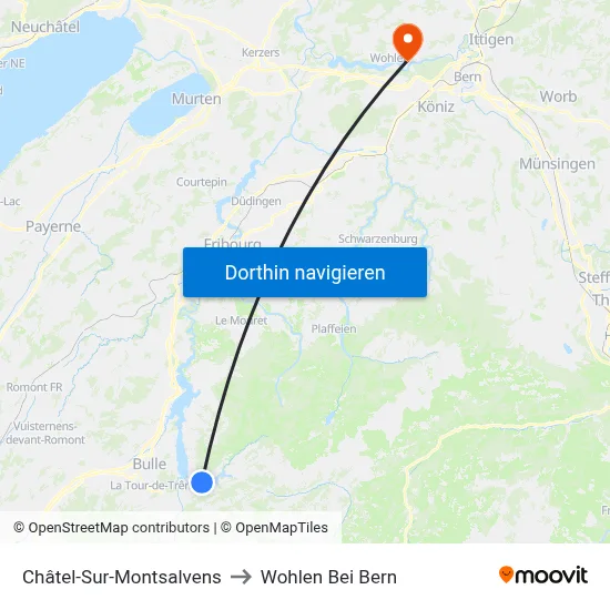 Châtel-Sur-Montsalvens to Wohlen Bei Bern map