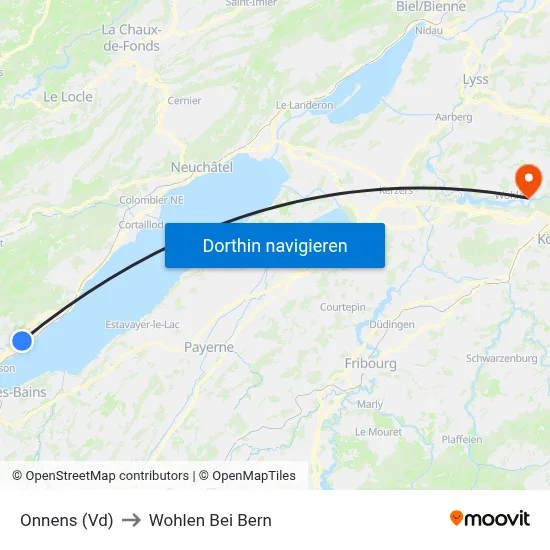 Onnens (Vd) to Wohlen Bei Bern map
