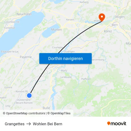 Grangettes to Wohlen Bei Bern map