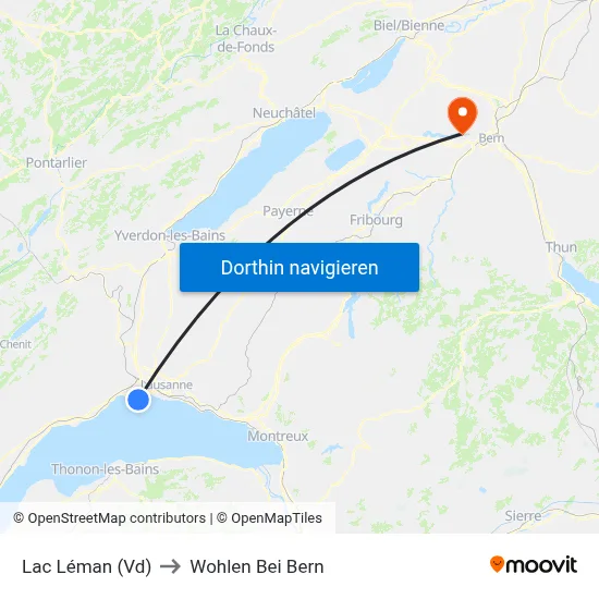 Lac Léman (Vd) to Wohlen Bei Bern map