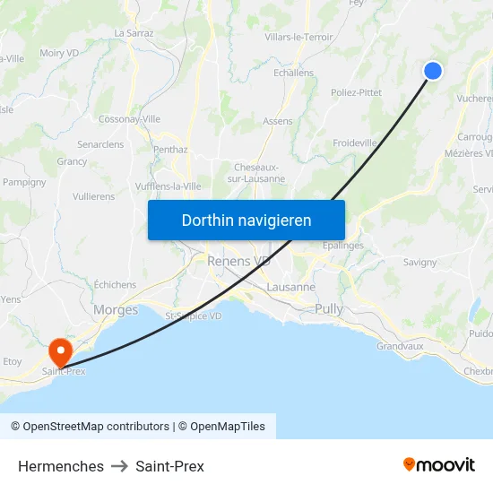 Hermenches to Saint-Prex map