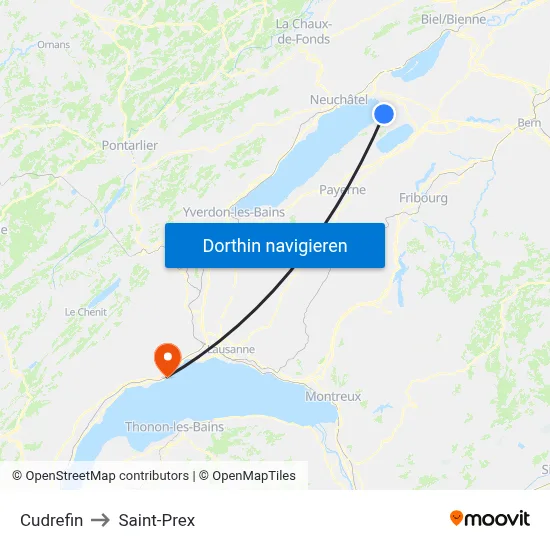 Cudrefin to Saint-Prex map