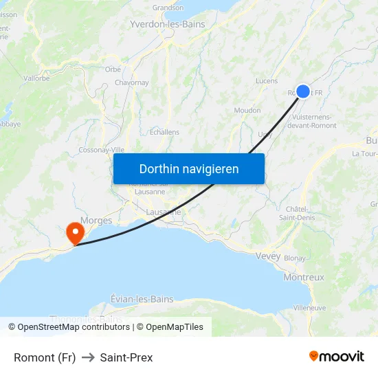Romont (Fr) to Saint-Prex map