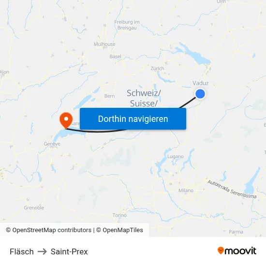 Fläsch to Saint-Prex map