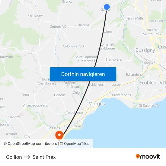 Gollion to Saint-Prex map