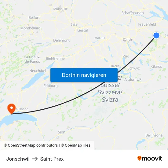 Jonschwil to Saint-Prex map