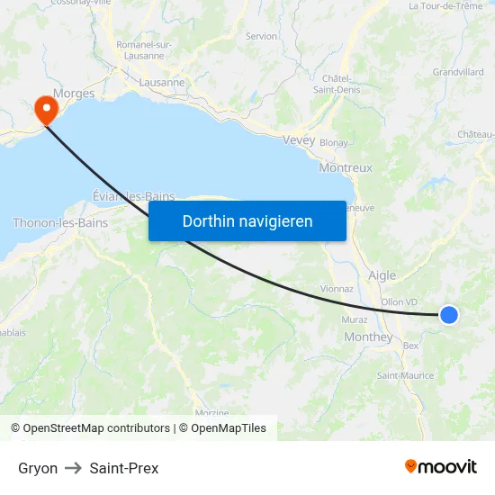 Gryon to Saint-Prex map