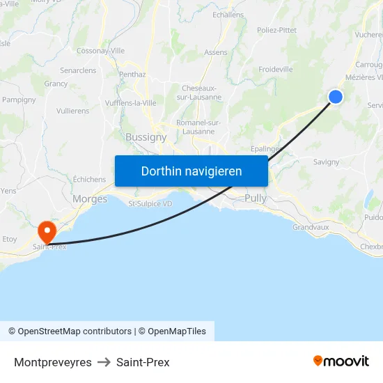 Montpreveyres to Saint-Prex map
