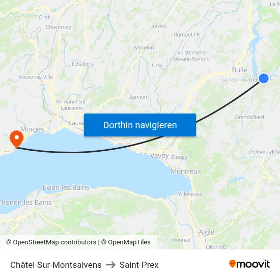 Châtel-Sur-Montsalvens to Saint-Prex map