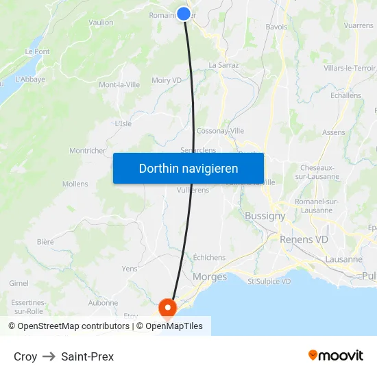 Croy to Saint-Prex map